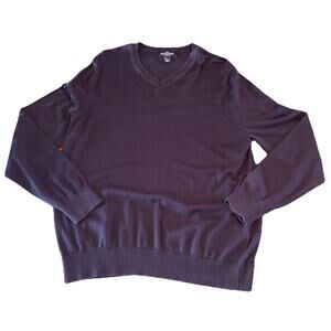 The Outfitters By Lands' End Men's Blue V Neck Classic Sweater Large Note